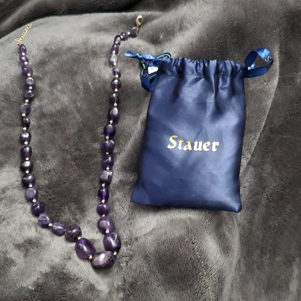 Stauer Lusso Amethyst Necklace gold lobster claw